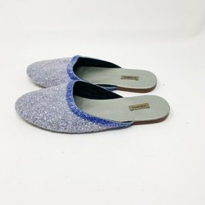 Jorando Blue Sequin Beaded Flats Size Euro 37/US 6